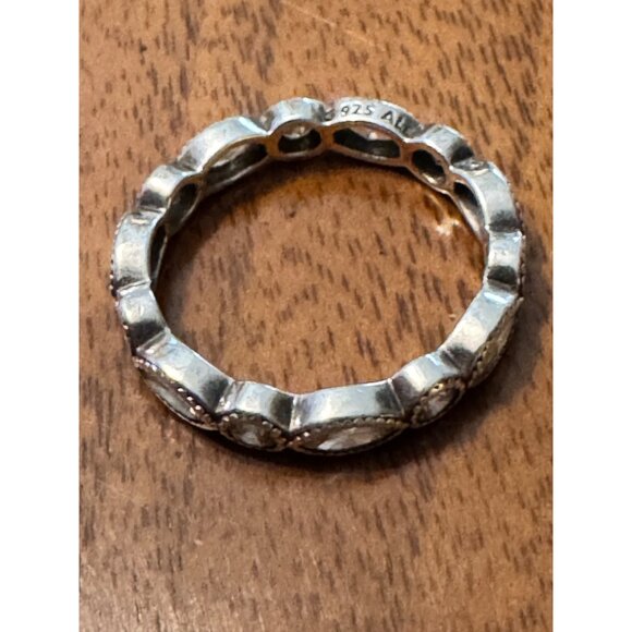 Pandora 925 ALE Sterling Silver Marquise & Round Eternity Band Ring Clear CZ  Si - Picture 13 of 16